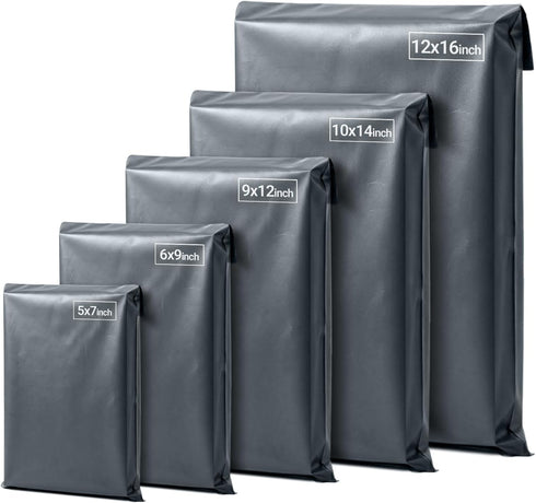 EPACKAGING 125 Mixed Grey Parcel Bags, Tamper-Proof Strong Postal Packaging Bags for Shipping, Mailing & Delivery, 5 Sizes Small to Large, 25 Each