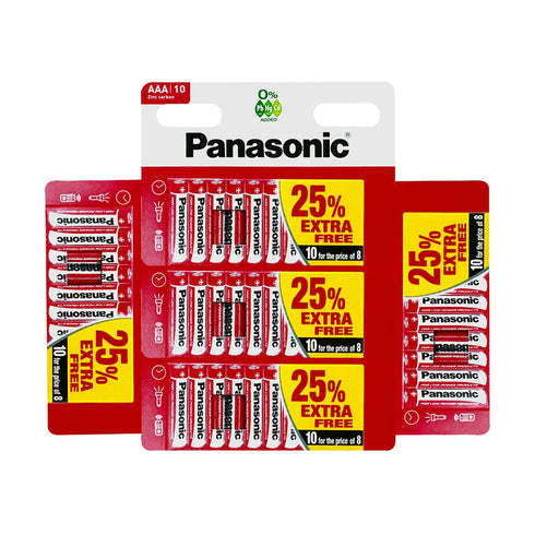 50x Genuine PANASONIC AAA Batteries Zinc Carbon LR03 1.5V MN2400 - TradeNRG UK