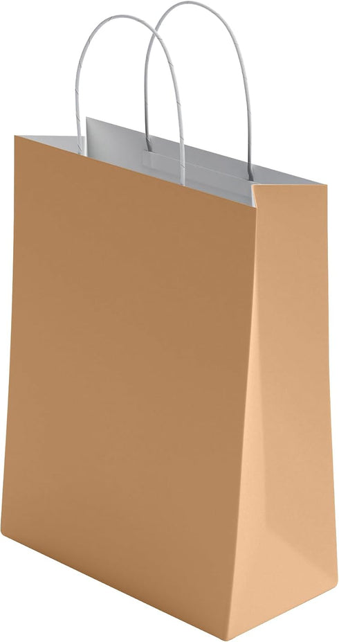 10 Pcs Small Brown Paper Party Bags with Handles Colourful Paper Gift Bags for Kids Parties Weddings Birthdays Baby Showers Xmas and Sweets 18x22x8cm Kraft Bags
