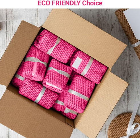 Paper Bubble Wrap Cushioning Roll, Packing Paper for Moving House, Shipping and Gift Wrapping - Sustainable Packaging Materials for Moving Boxes and Fragile Gift Bubble Wrap Alternative Pink 300mmx30M