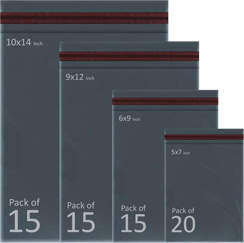 65 Mixed Grey Parcel Postage Mailing Bags 4 Sizes 10x14, 9x12, 6x9, 5x7 Assorted - TradeNRG UK