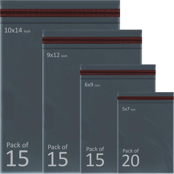 65 Mixed Grey Parcel Postage Mailing Bags 4 Sizes 10x14, 9x12, 6x9, 5x7 Assorted - TradeNRG UK