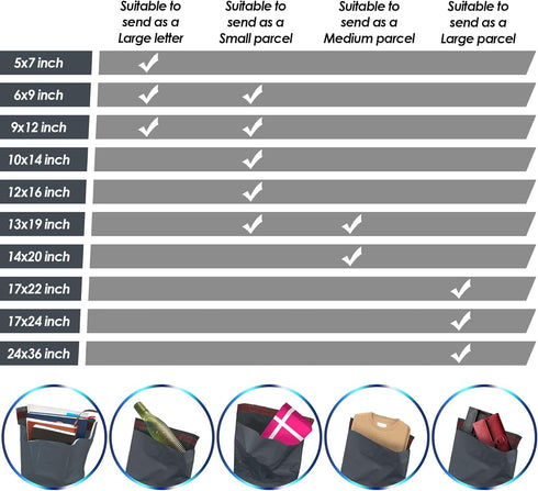 65 Mixed Grey Parcel Postage Mailing Bags 4 Sizes 10x14, 9x12, 6x9, 5x7 Assorted - TradeNRG UK