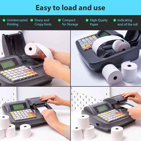iSOUL 80X80mm Smudge Free Till Rolls for PDQ Machines 5 Pack Thermal Receipt Printer Rolls Card Machine Paper Rolls for Sam 4S POS-XQ1 Star Micronics TSP100 Series Bixolon SRP Citizen CT Flex Desktop