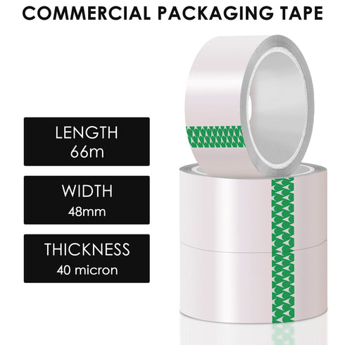 6 X Rolls General Purpose Clear Transparent Tape - 48mm x 66m - TradeNRG UK