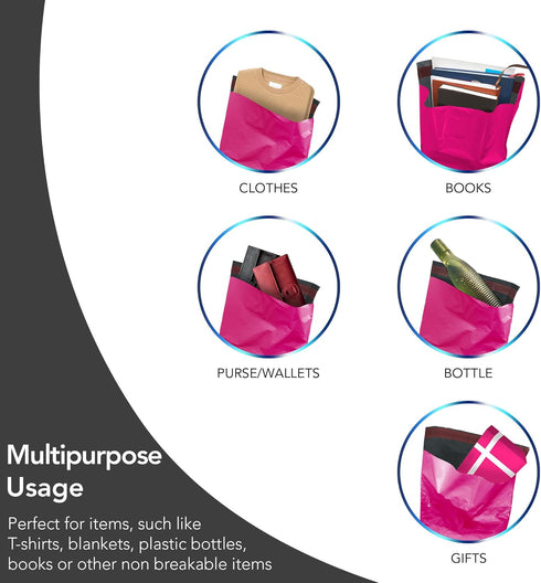 125 Assorted Mixed Hot Pink Mailing Poly Postal Self Seal Bags 5 Sizes 25 from Each iSOUL Extra Small to Large Postage Packaging Assorted Mailers Posting Shipping Post Parcels Package Bags