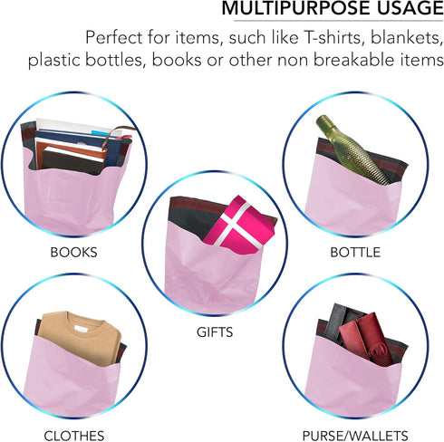 500 Mixed Size Baby Pink Mailing Bags Self Seal 4 Size Strong Poly Plastic Envelopes