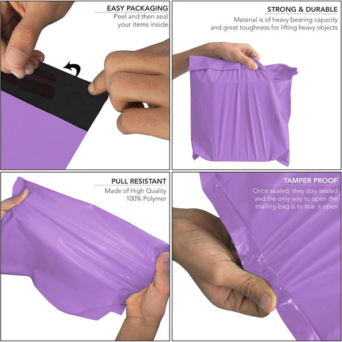 500 Mixed Size Purple Mailing Bags Self Seal 4 Size Strong Plastic Envelopes