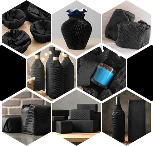 Paper Bubble Wrap Cushioning Roll, Packing Paper for Moving House, Shipping and Gift Wrapping - Sustainable Packaging Materials for Moving Boxes and Fragile Gift Bubble Wrap Alternative Black 300mmx30M