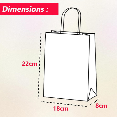 10 Pcs Small Brown Paper Party Bags with Handles Colourful Paper Gift Bags for Kids Parties Weddings Birthdays Baby Showers Xmas and Sweets 18x22x8cm Kraft Bags