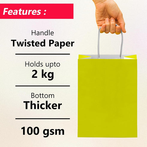 10 Pcs Small Brown Paper Party Bags with Handles Colourful Paper Gift Bags for Kids Parties Weddings Birthdays Baby Showers Xmas and Sweets 18x22x8cm Kraft Bags
