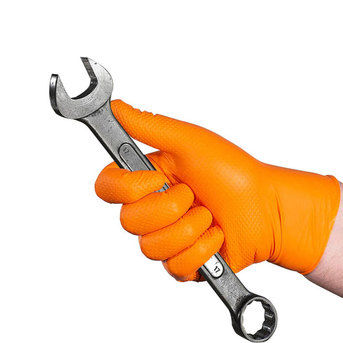 90X Orange Gloves 7.0 Mil Nitrile Disposable Glove Garage Gloves -XL - TradeNRG UK
