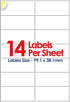 A4 Self Adhesive Address Labels, 14 Label Per Sheet, 20 Sheets, 99.1 x 38.1mm 280 Labels - TradeNRG UK