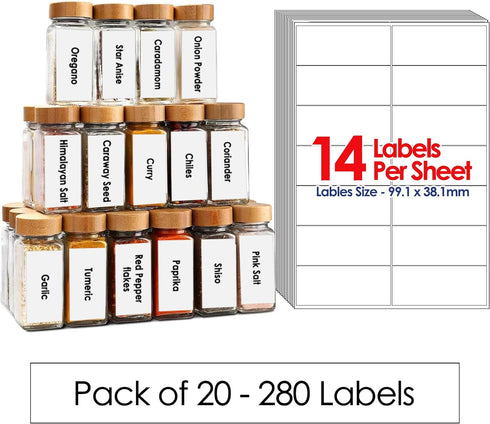 A4 Self Adhesive Address Labels, 14 Label Per Sheet, 20 Sheets, 99.1 x 38.1mm 280 Labels - TradeNRG UK