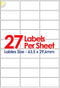 A4 Self Adhesive Address Labels, 27 Label Per Sheet, Multi-Purpose FBA 20 Sheets, 63.5 x 29.6mm 540 Labels - TradeNRG UK