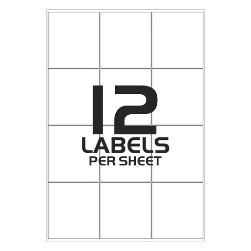 Address Labels Printable - 12 Sticker Labels per Sheet - 64mm x 72mm - TradeNRG UK