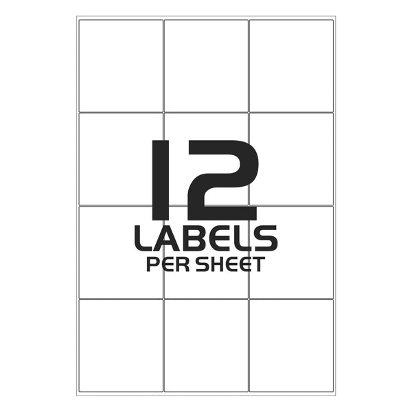 Address Labels Printable - 12 Sticker Labels per Sheet - 64mm x 72mm - TradeNRG UK
