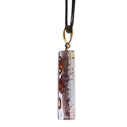 Amethyst Orgone Pendant Necklace Energy Healing & EMF Protection with Copper Coil - TradeNRG UK