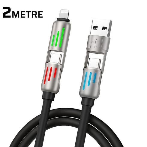 4-in-1 USB Fast Charging Cable 240W – USB-C, USB-A & USB-C Ports Universal iPhone, Samsung & Android