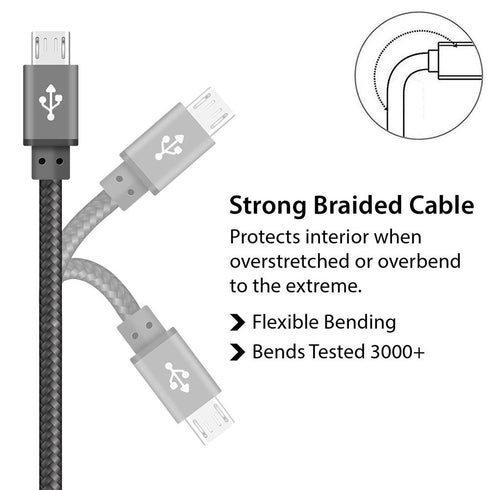 Best Quality Braided Micro USB Cable for Data Sync and Charging - TradeNRG UK