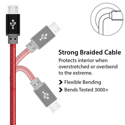 Best Quality Braided Micro USB Cable for Data Sync and Charging - TradeNRG UK