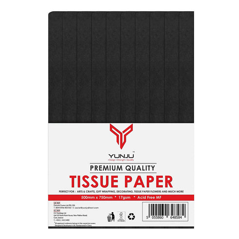 Black Acid-Free Tissue Paper 50cm x75cm Large Gift Wrap Eco Friendly - TradeNRG UK