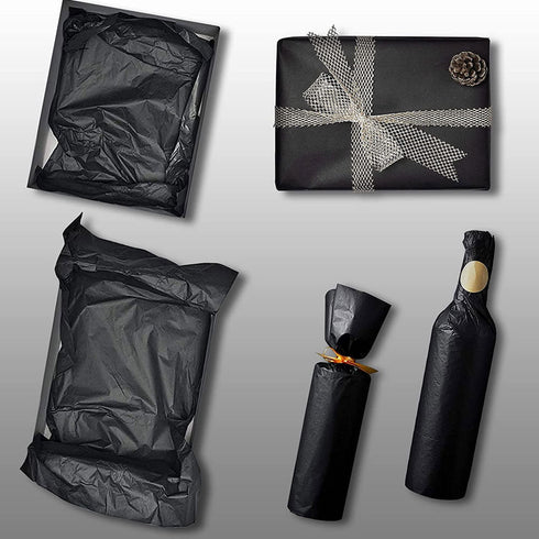 Black Acid-Free Tissue Paper 50cm x75cm Large Gift Wrap Eco Friendly - TradeNRG UK