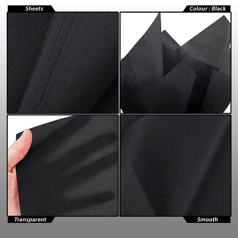 Black Acid-Free Tissue Paper 50cm x75cm Large Gift Wrap Eco Friendly - TradeNRG UK
