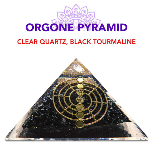 Black Tourmaline Clear Quartz Orgone Pyramid Chakra Balancing Reiki - TradeNRG UK