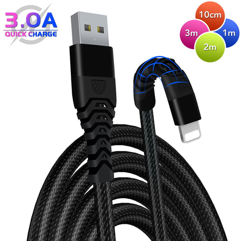 Braided Lightning Cable USB Heavy Duty Charger Charging Data Lead For iPhone's - TradeNRG UK