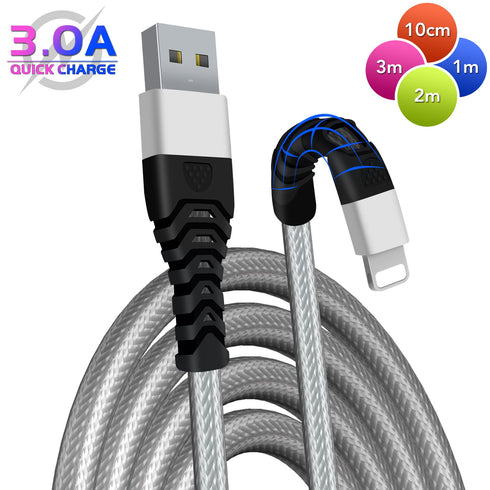 Braided Lightning Cable USB Heavy Duty Charger Charging Data Lead For iPhone's - TradeNRG UK