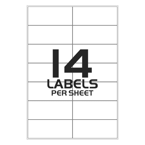 Buy White Label Sticker for Printer-14 Labels per Sheet - 99mm x 38mm - TradeNRG UK