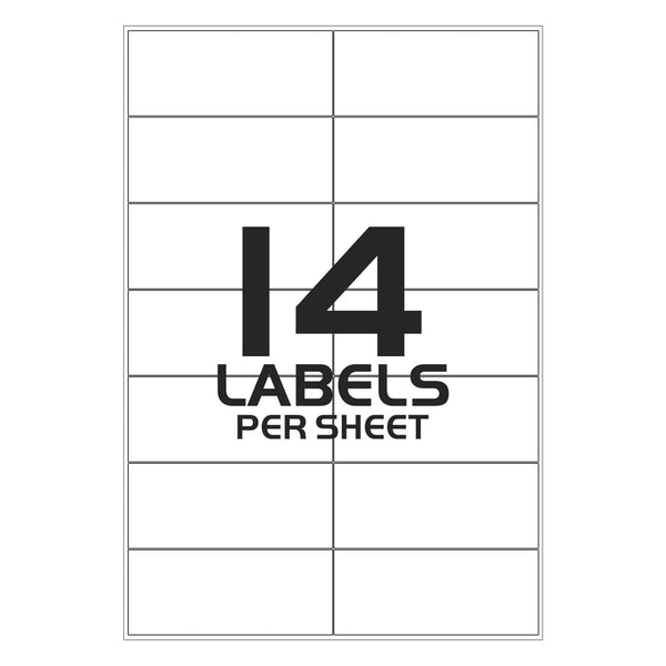 Buy White Label Sticker for Printer-14 Labels per Sheet - 99mm x 38mm - TradeNRG UK