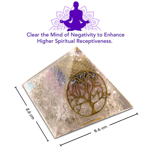Clear Rose Quartz Amethyst Orgone Pyramid Reiki Chakra Aura Balancing - TradeNRG UK