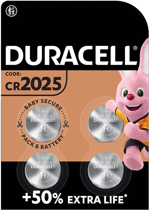 Duracell 2025 Lithium Coin Battery (CR2025/DL2025) 3v - Pack of 4 Batteries - TradeNRG UK