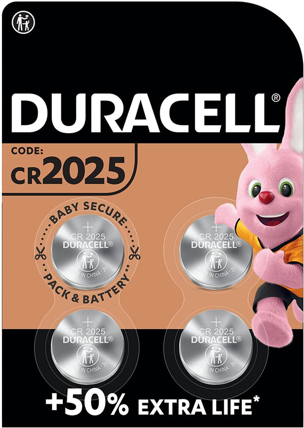 Duracell 2025 Lithium Coin Battery (CR2025/DL2025) 3v - Pack of 4 Batteries - TradeNRG UK