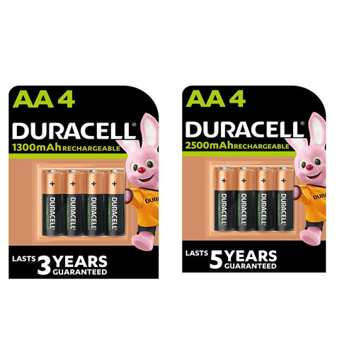 Duracell AA Rechargeable Batteries 1300mAh to 2500mAh all in 4 Packs - TradeNRG UK