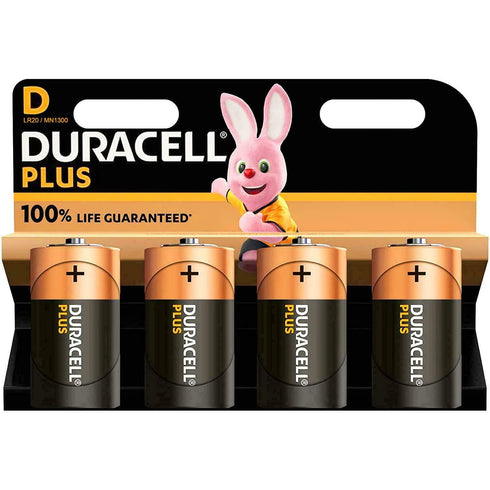 Duracell D Size Batteries Pack of 4 Plus Power LR20 MN1300 Alkaline Battery - TradeNRG UK