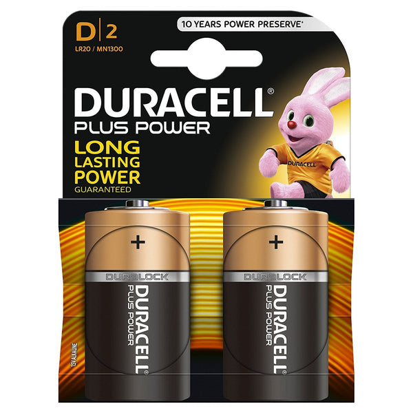 Duracell Plus Power Type D Alkaline, Duracell MN1300 D Size Batteries, Pack Of 2 - TradeNRG UK