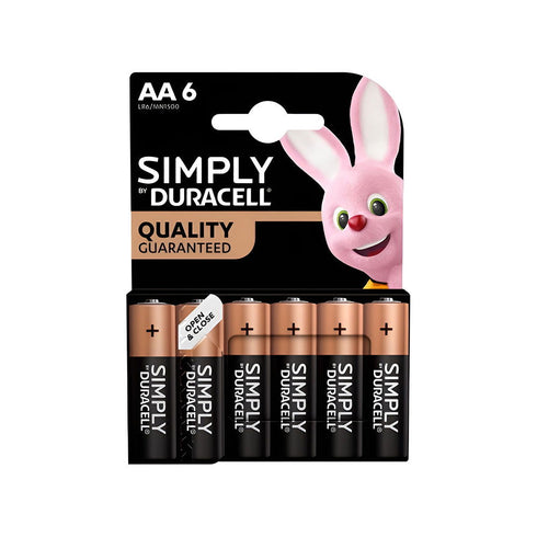 Duracell Simply AA Batteries Alkaline 1.5V LR6 MN1500-Pack of 6 and 12 - TradeNRG UK