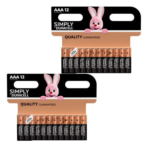 Duracell Simply Plus AAA Alkaline Batteries LR03 MN2400 Pack of 24 - TradeNRG UK