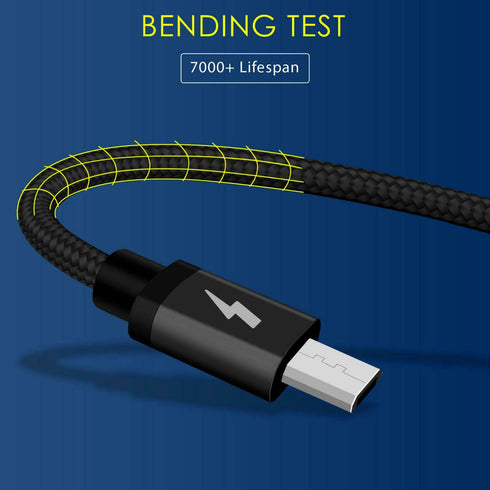 Heavy Duty Braided Micro USB Charger Charging Lead Data Sync Phone Cable 10CM 1M 2M 3M - TradeNRG UK