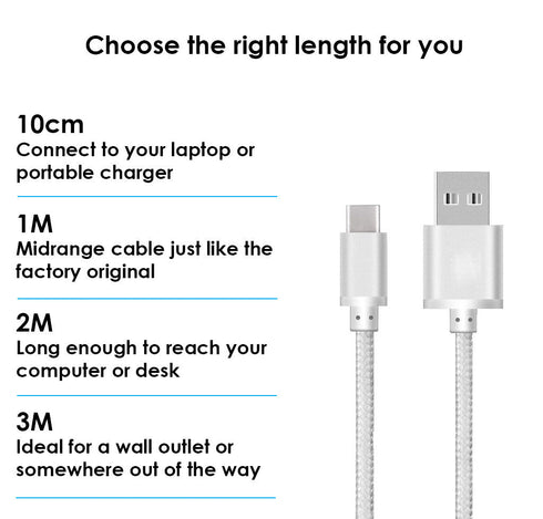 Heavy Duty Braided USB Type C 3.0 Data Sync Charger Charging Cable - TradeNRG UK