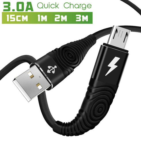 Heavy Duty Micro USB Charging Cable Braided Fast Phone Charger Lead - TradeNRG UK