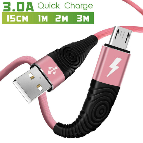 Heavy Duty Micro USB Charging Cable Braided Fast Phone Charger Lead - TradeNRG UK