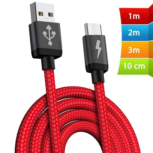Heavy Duty Quick Fast Charge USB C Type C Data Phone Charger Cable Lead 2m 3m 1m - TradeNRG UK
