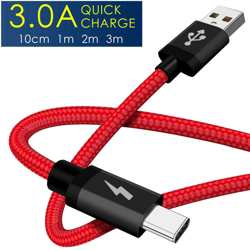Heavy Duty Quick Fast Charge USB C Type C Data Phone Charger Cable Lead 2m 3m 1m - TradeNRG UK