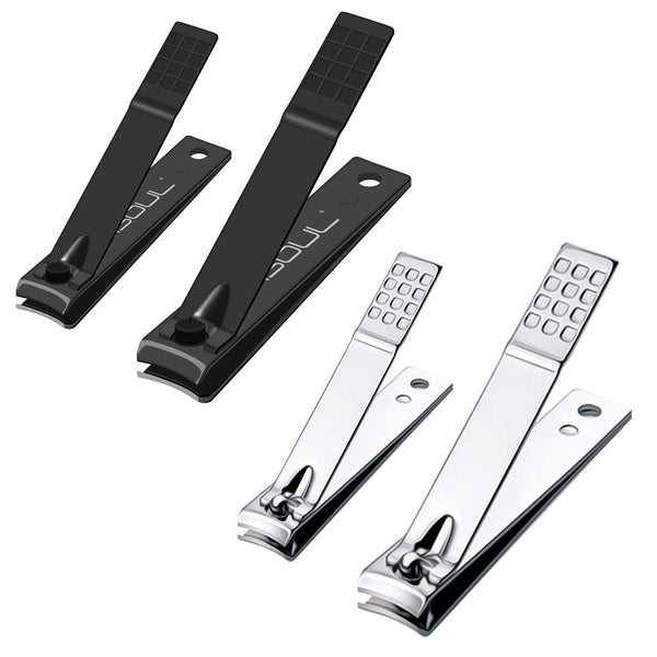 Nail Clippers Set 2pcs Black Silver Heavy Duty Stainless Steel - TradeNRG UK