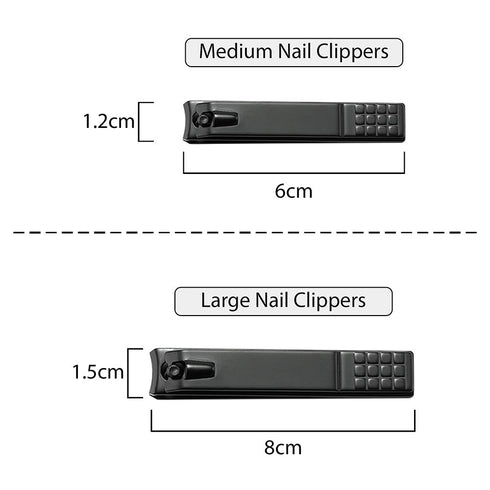 Nail Clippers Set 2pcs Black Silver Heavy Duty Stainless Steel - TradeNRG UK