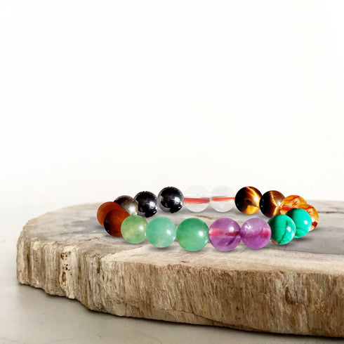 New Beads Bracelet 7 Natural Stone Lava Bracelet Diffuser Multi Color Gemstone - TradeNRG UK